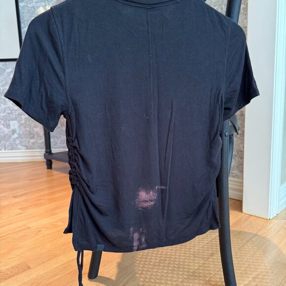 Black Lululemon side tie workout top *has bleach stain on back* LOW PRICE - Picture 2 of 4